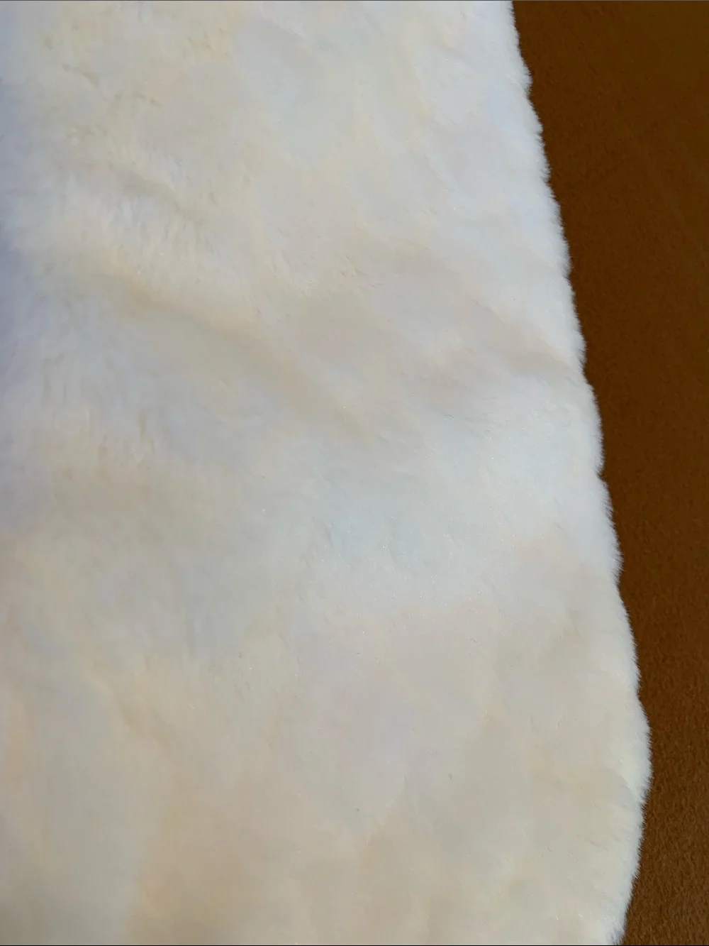 Plush Off White Faux Fur Christmas Stocking with Hearts Heart Pattern